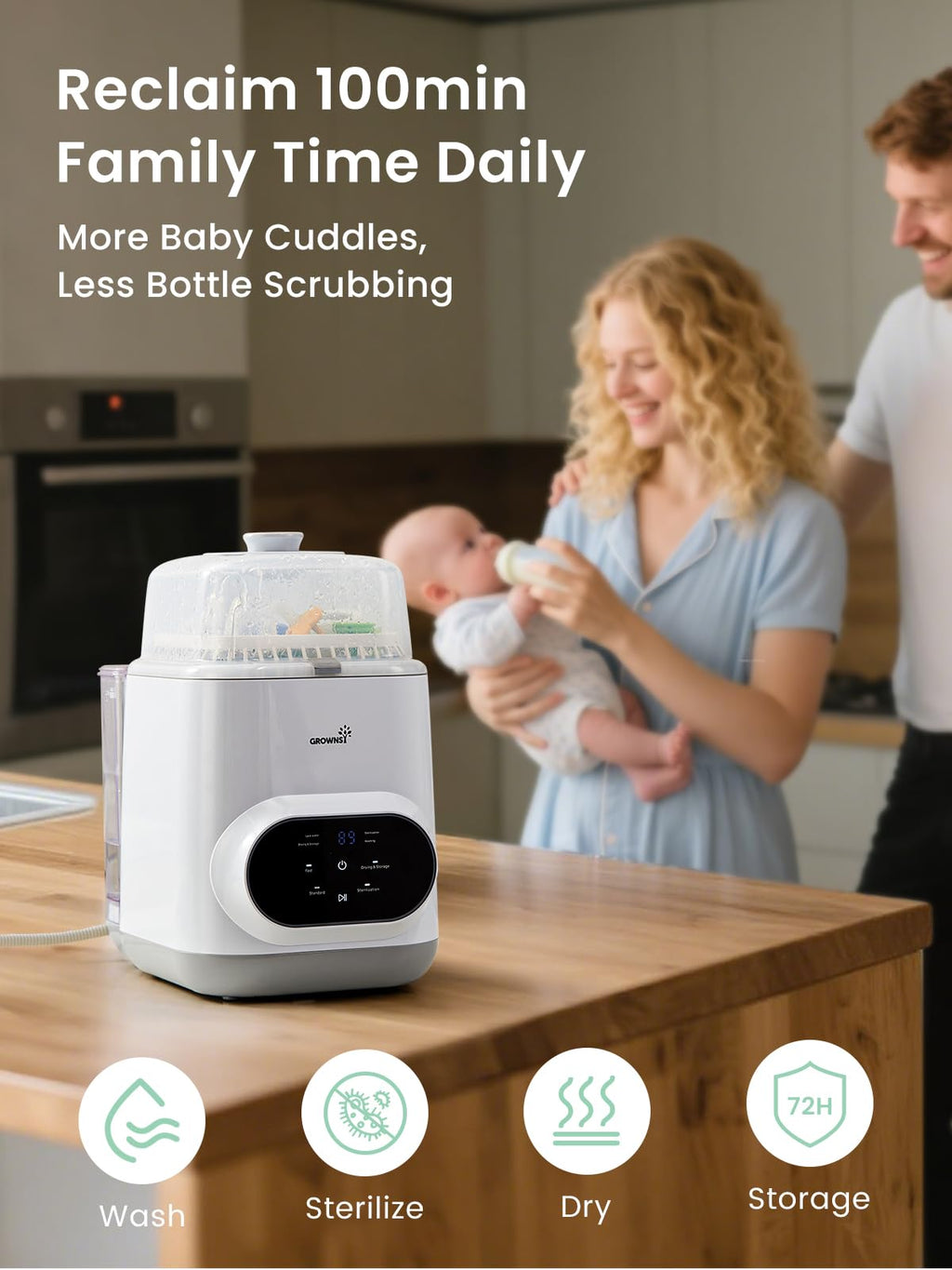 Bottle Washer Steriliser & Dryer All-in-One for Baby Bottles – Pro