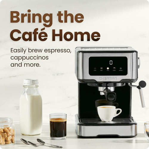 Chefman Espresso Machine 15-Bar Pump Digital Touchscreen – Compact Stainless Steel