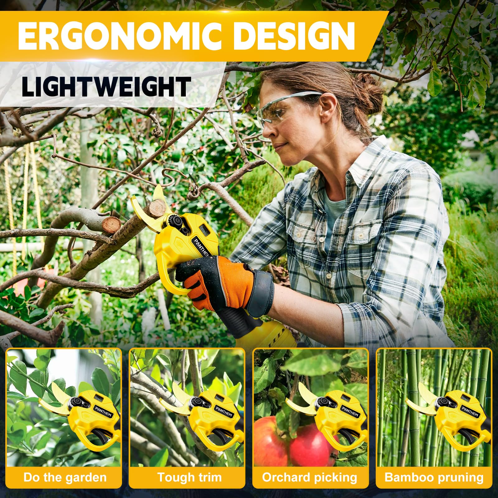 Cordless Electric Pruning Shears 45mm Cutting Telescopic Pole 2m Long Reach Compatible with 18V/20V Batteries – 2m